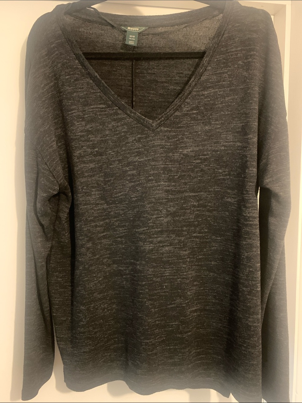 Roots Charcoal Heather V-Neck Long Sleeve Top